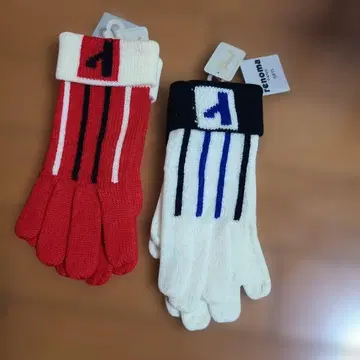 빨간색과 흰색 스트라이프 니트 장갑, 2세트