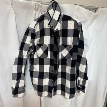 Sugar Cane 블랙 화이트 체크 플란넬 셔츠 L