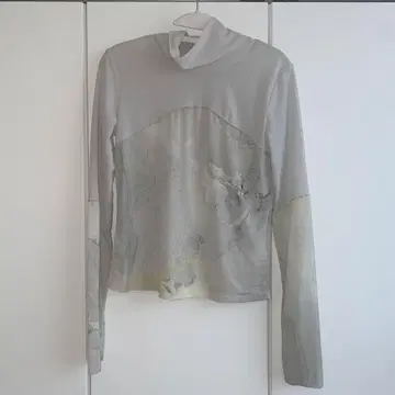 A+TOKYO 추상 무늬 하이넥 시스루 긴팔 셔츠