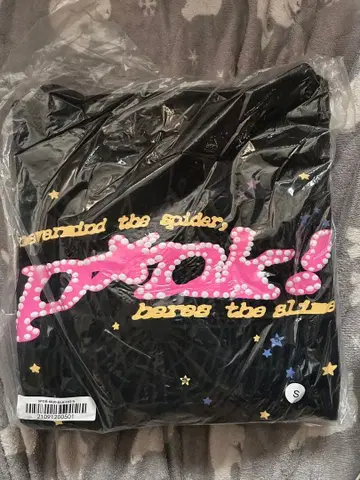 Sp5der P*nk! v1 블랙 후드티 S
