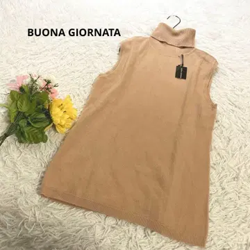 보나조르나타 [ L ] 택 포함 새상품 슬리브리스 터틀 니트 상의 롱