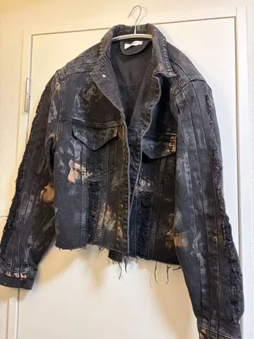 DiKC 블랙 데미지 데님 자켓 Y2K