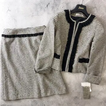 새상품 갤러리 비스콘티 노카라 트위드 수트 상하의 셋업