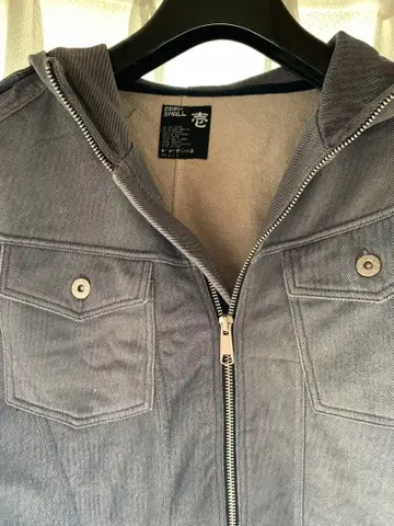 후드 부착 데님풍 점프 수트