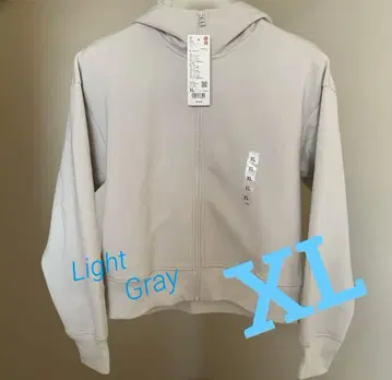 미사용 유니클로 드라이 맨투맨 풀 집업 후드티 라이트 그레이 XL