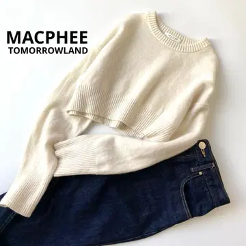 새상품급 MACPHEE 정가 1.6만 엔 숏 기장 니트 캐시미어 부드러움