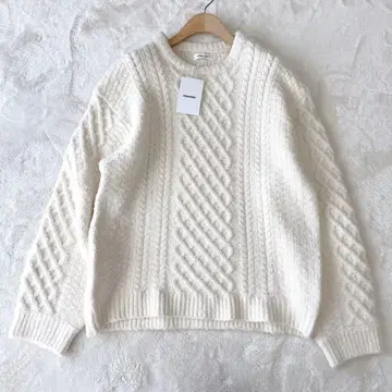 [ 컨디션 최상 ] FASHIRU 파시루 케이블 니트 긴팔 아이보리 프리