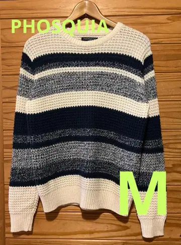 PHOSQUIA 니트 스웨터 M 네이비/화이트