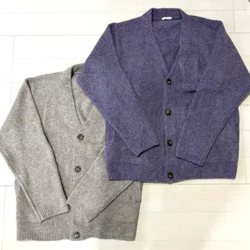 그레이 퍼플 니트 가디건 2개 세트
