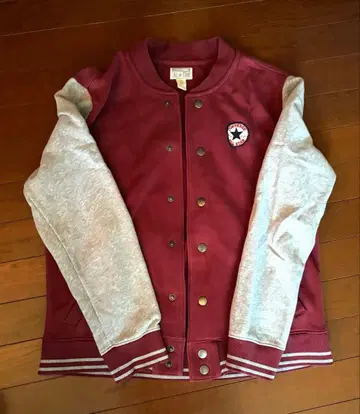 바시티 자켓 버건디/그레이