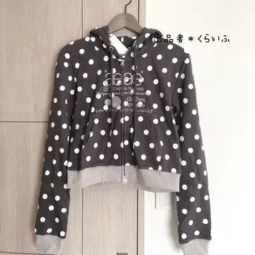 aeae 로고 도트 무늬 집업 후드티 그레이