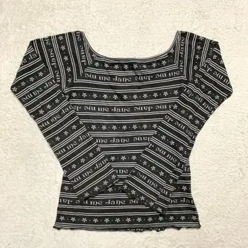 me Jane 미인 로고 프린트 상의 긴팔 등 트임 상의