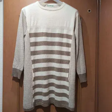 BEAMS 스트라이프 디자인 니트탑 긴팔