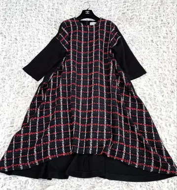 비어즐리 A 라인 프론트 트위드 원피스