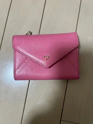 핑크 3단 폴더형 지갑 스트라이프 내부