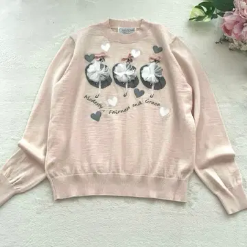 최상 컨디션 체스티 캐틀레브 콜라보 라인 댄스 니트 울 혼방 핑크