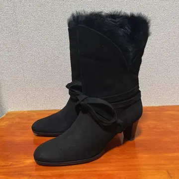 긴자 요시노야 FRESCA 블랙 부츠 23cm 스웨이드