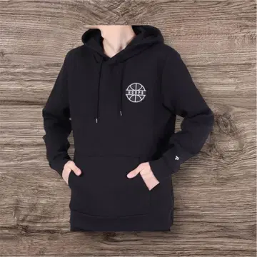 HOOPS 농구 로고 블랙 풀오버 후디 남성용