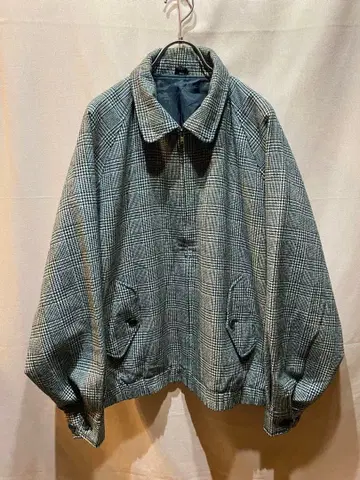 남성용 체크 무늬 스윙탑 자켓 XL 울 90s 구제 의류
