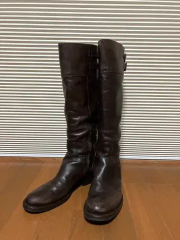 다크 브라운 가죽 롱 부츠