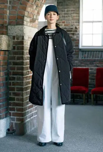 쓰리 피프티 스탠다드 블랙 스테디셀러 퀼팅 코트