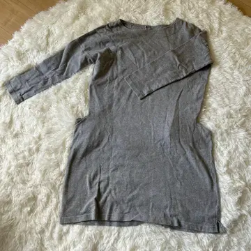 보스턴 나인 그레이 면 긴팔 티셔츠 원피스