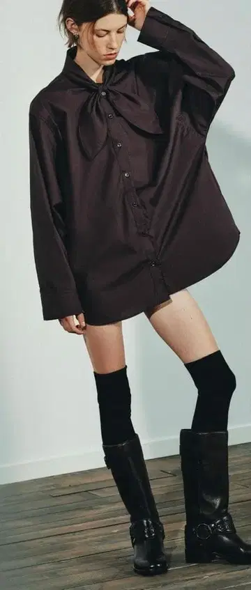 팝린 스카프 셔츠 ZARA M 사이즈