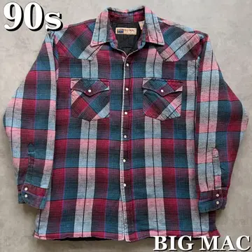 BIG MAC 옴브레 체크 충전솜 셔츠 자켓 빈티지