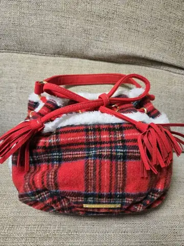 사만사 베가 빨간색 체크 핸드백