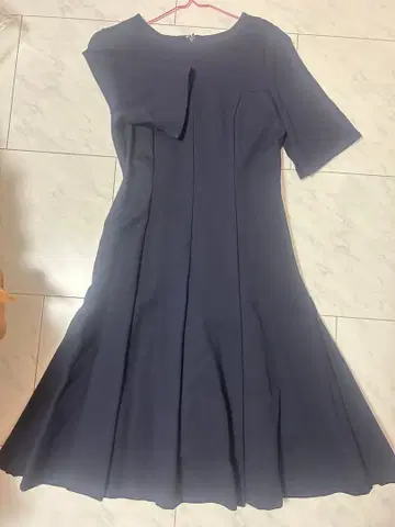 CELFORD 네이비 반팔 플레어 원피스 38