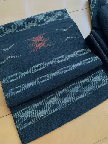 네이비 기하학 패턴 나고야 오비