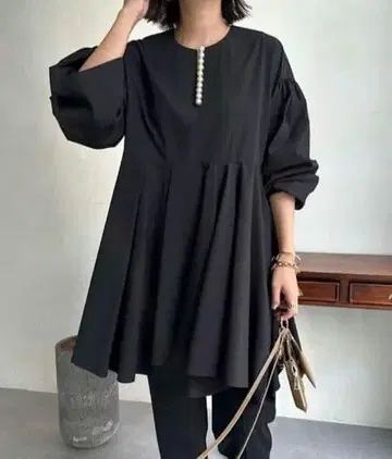 완판템 DOUDOU 펄 스키퍼 튜닉 블랙