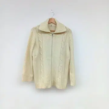 아이보리 집업 니트 46 M 사이즈