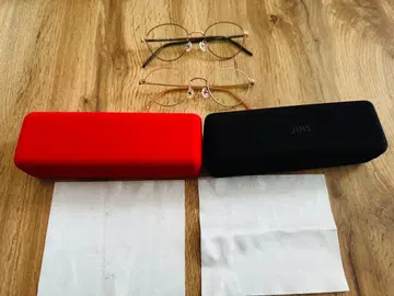 JINS 안경 2점과 안경 케이스 2개 세트 도수 없는 렌즈