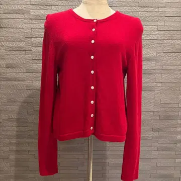 캐시미어 TAKASHIMAYA 가디건 펄 버튼 루즈 (빨간색) M