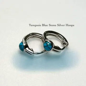 터콰이즈 블루 실버 후프 귀걸이 작음 엘레강트 캐주얼 심플