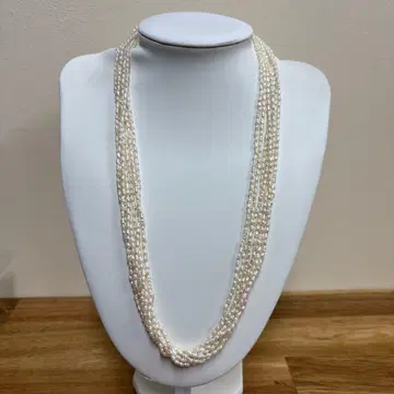 화이트 담수 펄 클로징 도금 목걸이 7연