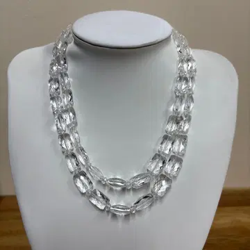 클리어 오벌 컷 더블 목걸이