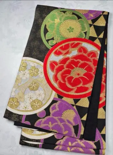 fk-33 순수 실크 후쿠로 오비 후리소데 성인식 새상품급