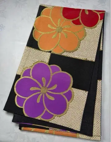 fk-36 순수 실크 후쿠로 오비 후리소데 성인식 새상품급