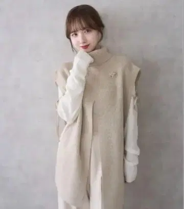 mellowneon 아리스 콜라보 2way 하이넥 니트 베스트/판초