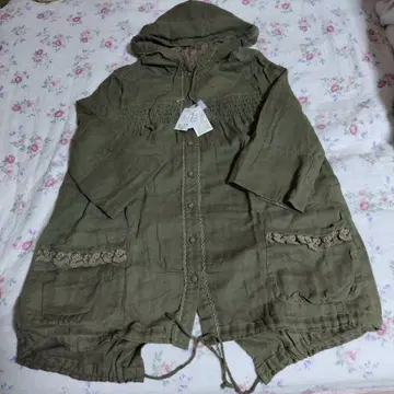 axesfemme 카키 후드 부착 모즈 코트