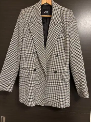 ZARA 체크 무늬 더블 자켓 아우터