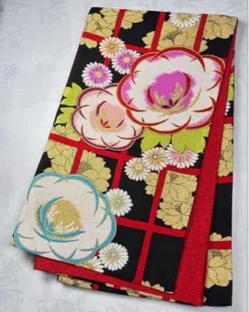 fk-45 순수 실크 후쿠로 오비 후리소데 성인식 새상품급