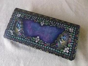 가죽 공예 롱 지갑 나비