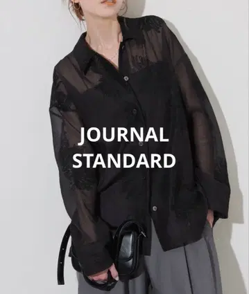 JOURNAL STANDARD 시어 레이스 빅 셔츠 블랙