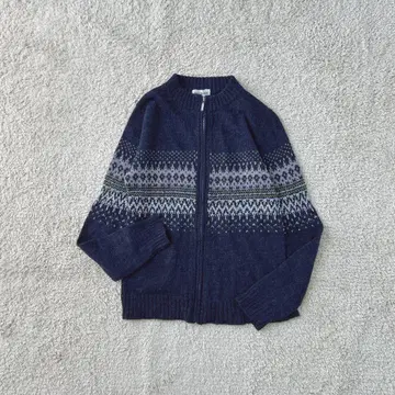 베일 댄스 니트 가디건 노르딕 무늬 겉옷 풀 집업