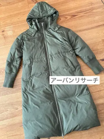 어반 리서치 다운 코트 롱 코트 카키 여성용