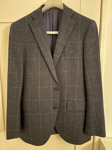 [새상품급 수트 컴퍼니] 비즈니스 자켓 네이비 체크 무늬 L 사이즈 상당