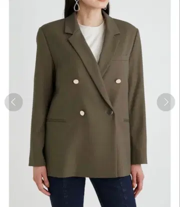 Mila Owen 금장 버튼 더블 블레이저 자켓 카키